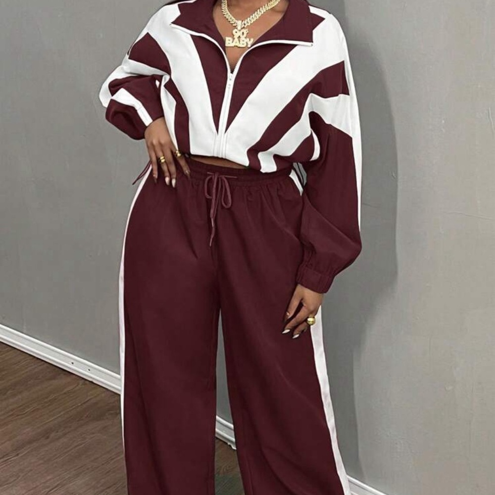 SHEIN Maroon and White Pantsuit